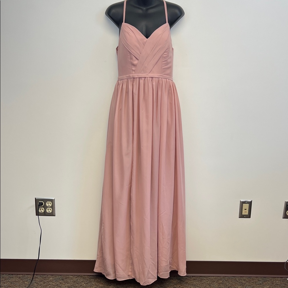 Pomuyoo Dusty Soft Pink Formal Lined Prom or Bridesmaid Dress Size Small